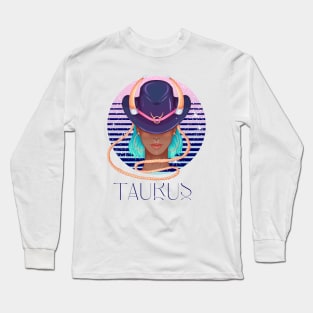 Taurus Zodiac Sign | Circle Beautiful Girl Long Sleeve T-Shirt